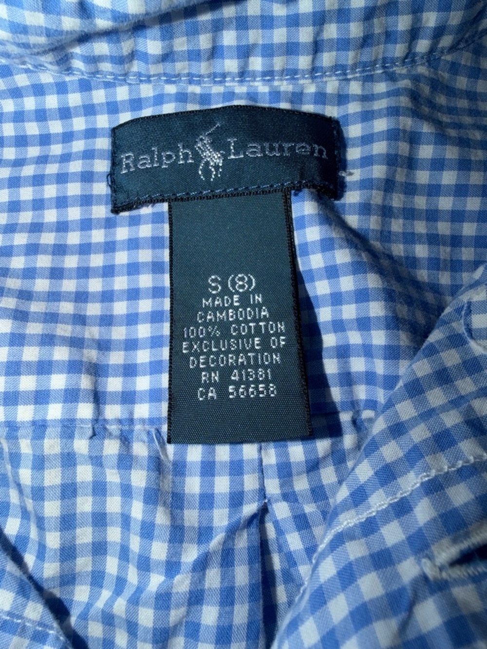 Polo by Ralph Lauren Blue and White Gingham Button-Down Shirt